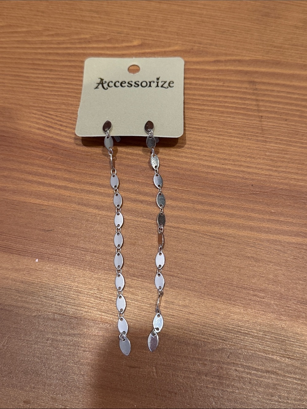 Accessorize Long Silver Linked Chain Drop Earrings